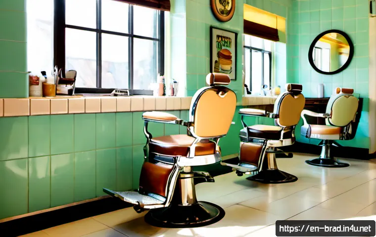 브래드이발소 애니 속 장소 - Photorealistic whimsical neighborhood barbershop inspired by a cheerful animated bakery district, po...